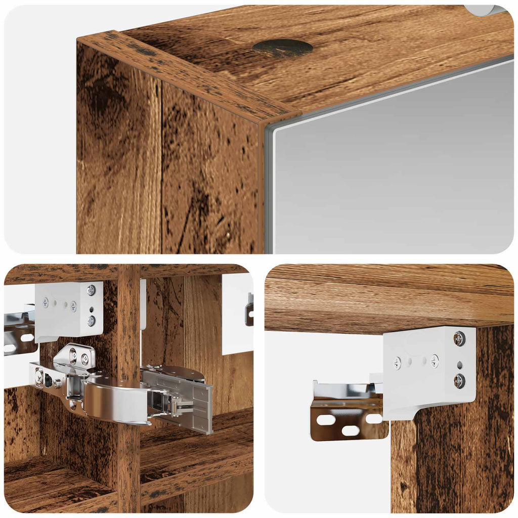 Badezimmerspiegelschrank mit Regal Altholz 30 x 10,5 x 50 cm