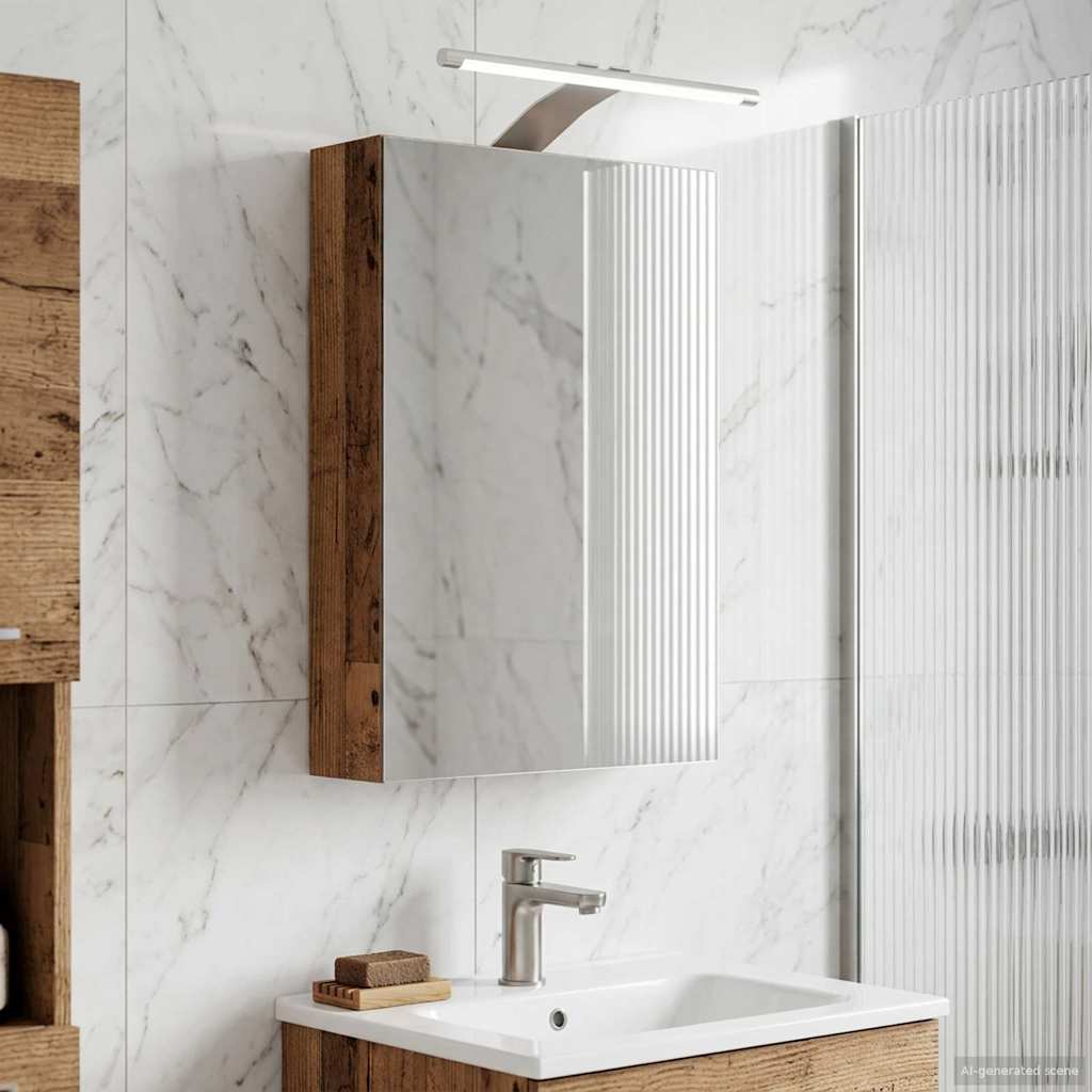 Badezimmerspiegelschrank mit Regal Altholz 30 x 10,5 x 50 cm