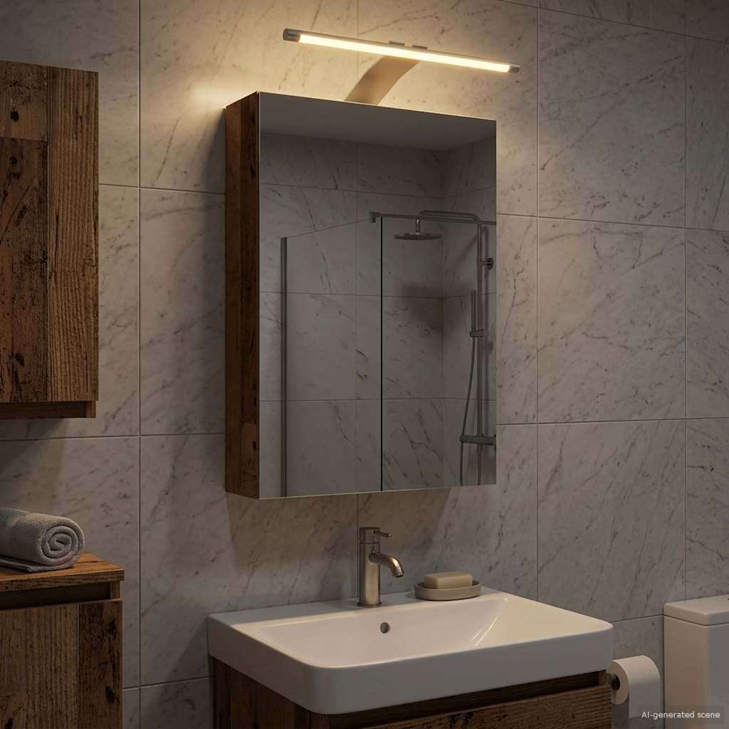Badezimmerspiegelschrank mit Regal Altholz 30 x 10,5 x 50 cm