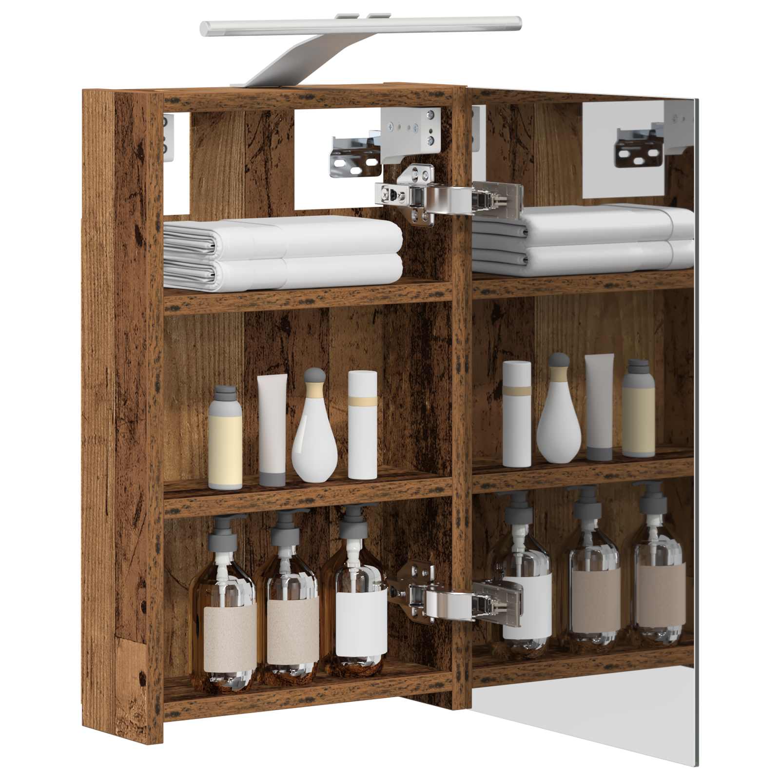 Badezimmerspiegelschrank mit Regal Altholz 30 x 10,5 x 50 cm