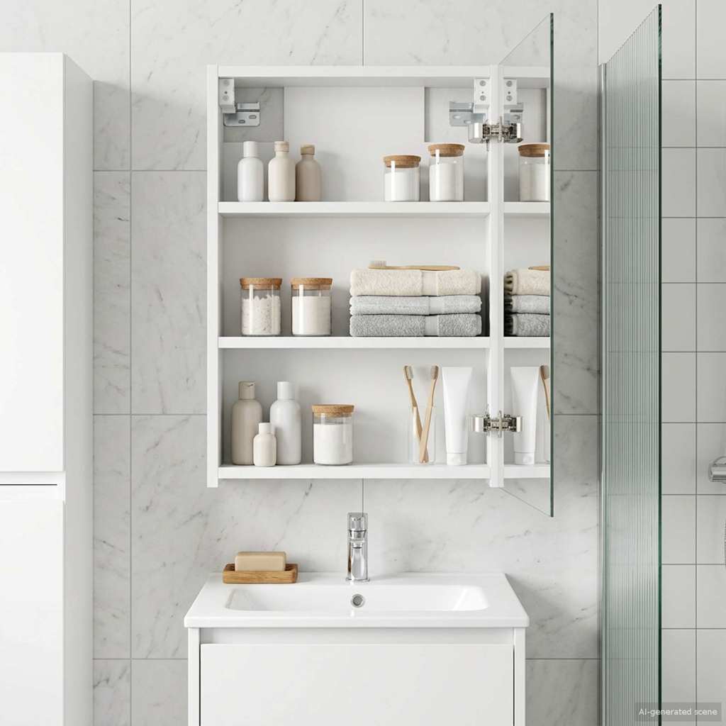 Badezimmerspiegelschrank Weiß 40 x 10,5 x 60,5 cm Holzwerkstoff