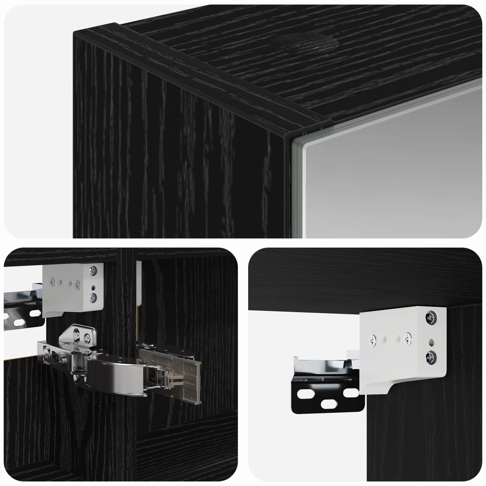 Badezimmerspiegelschrank mit Regal mit Tür Schwarz Eichen-Optik