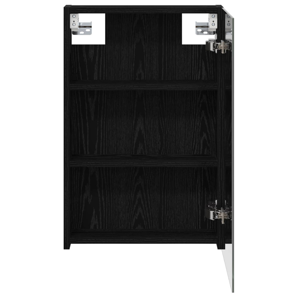 Badezimmerspiegelschrank mit Regal mit Tür Schwarz Eichen-Optik