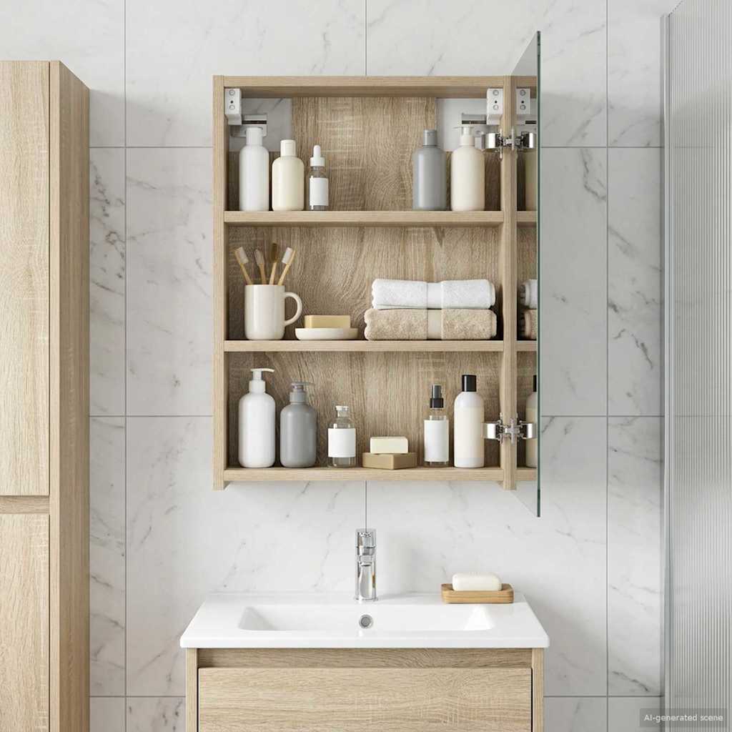 Badezimmerspiegelschrank Sonoma-Eiche 40 x 10,5 x 60,5 cm