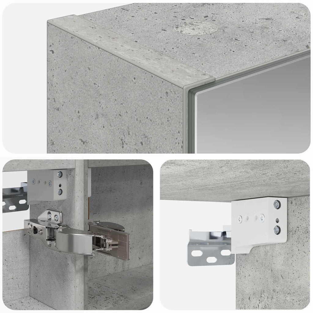 Badezimmerspiegelschrank mit Tür Beton Grau 40 x 10,5 x 60,5 cm