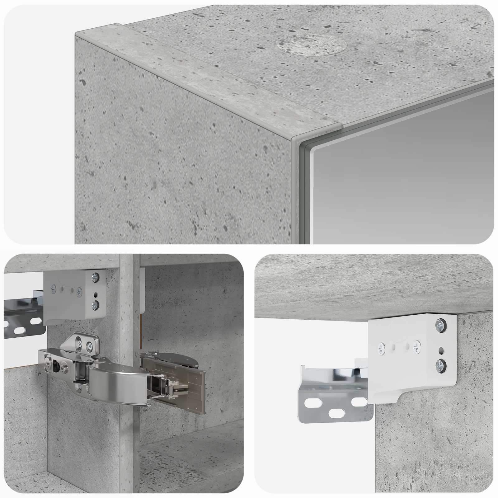 Badezimmerspiegelschrank mit Tür Beton Grau 40 x 10,5 x 60,5 cm