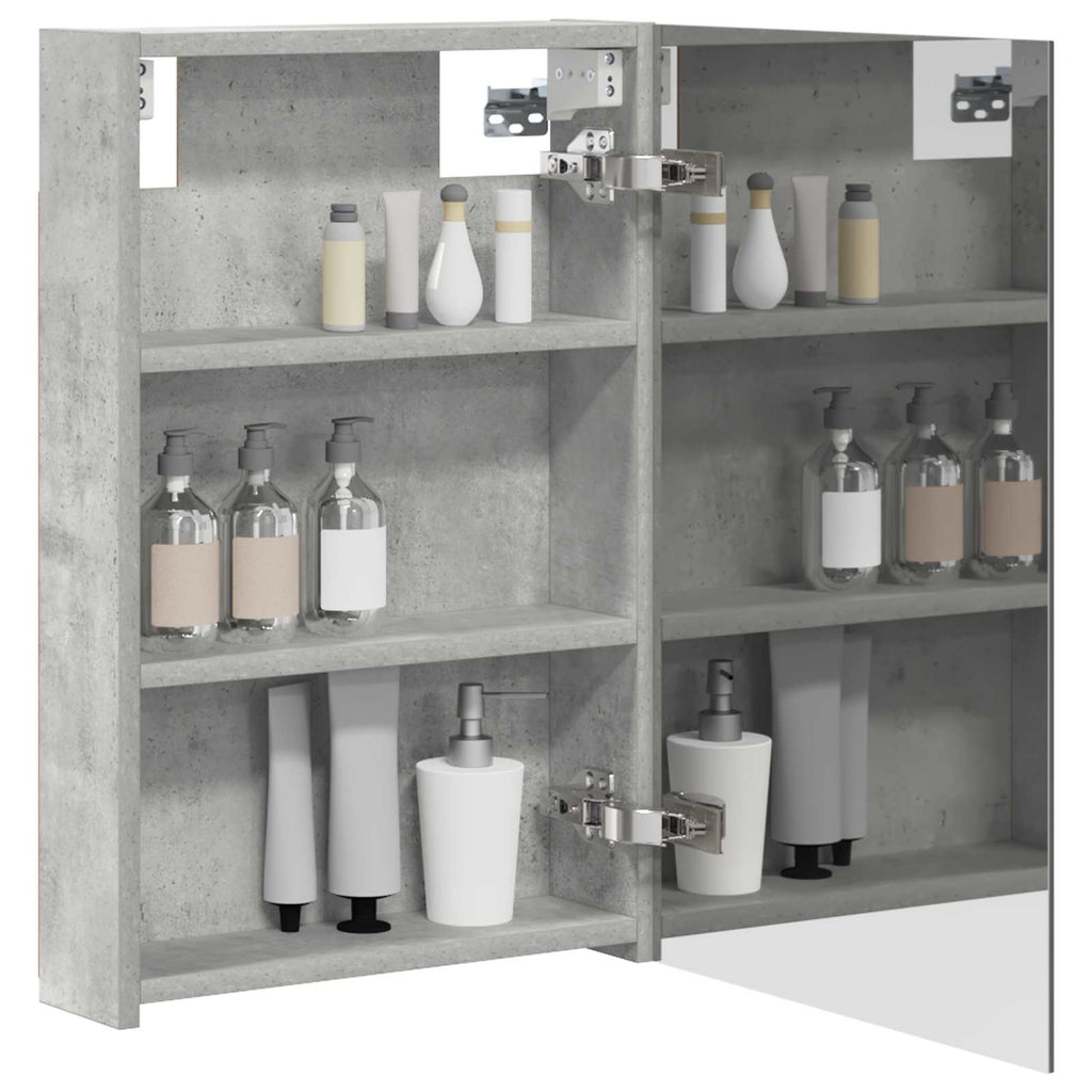 Badezimmerspiegelschrank mit Tür Beton Grau 40 x 10,5 x 60,5 cm