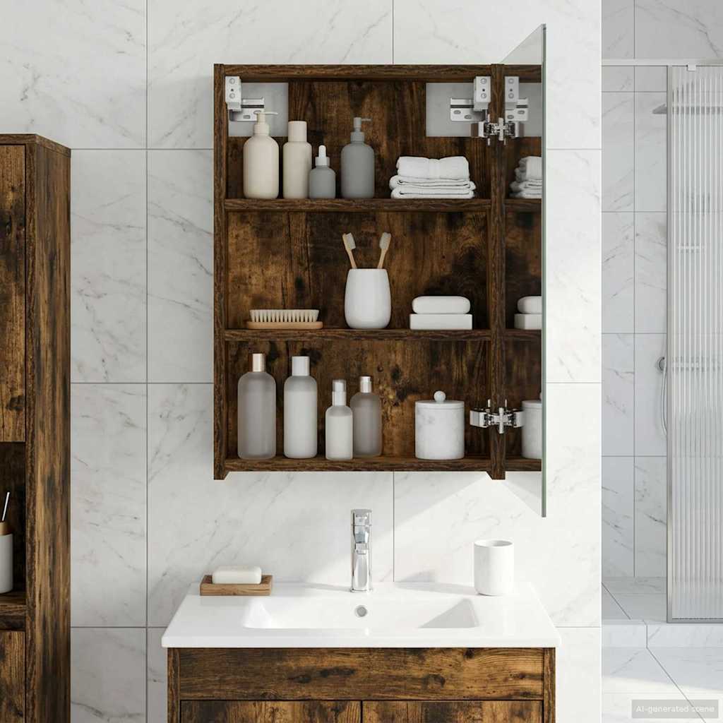 Badezimmerspiegelschrank Geräucherte Eiche 40 x 10,5 x 60,5 cm