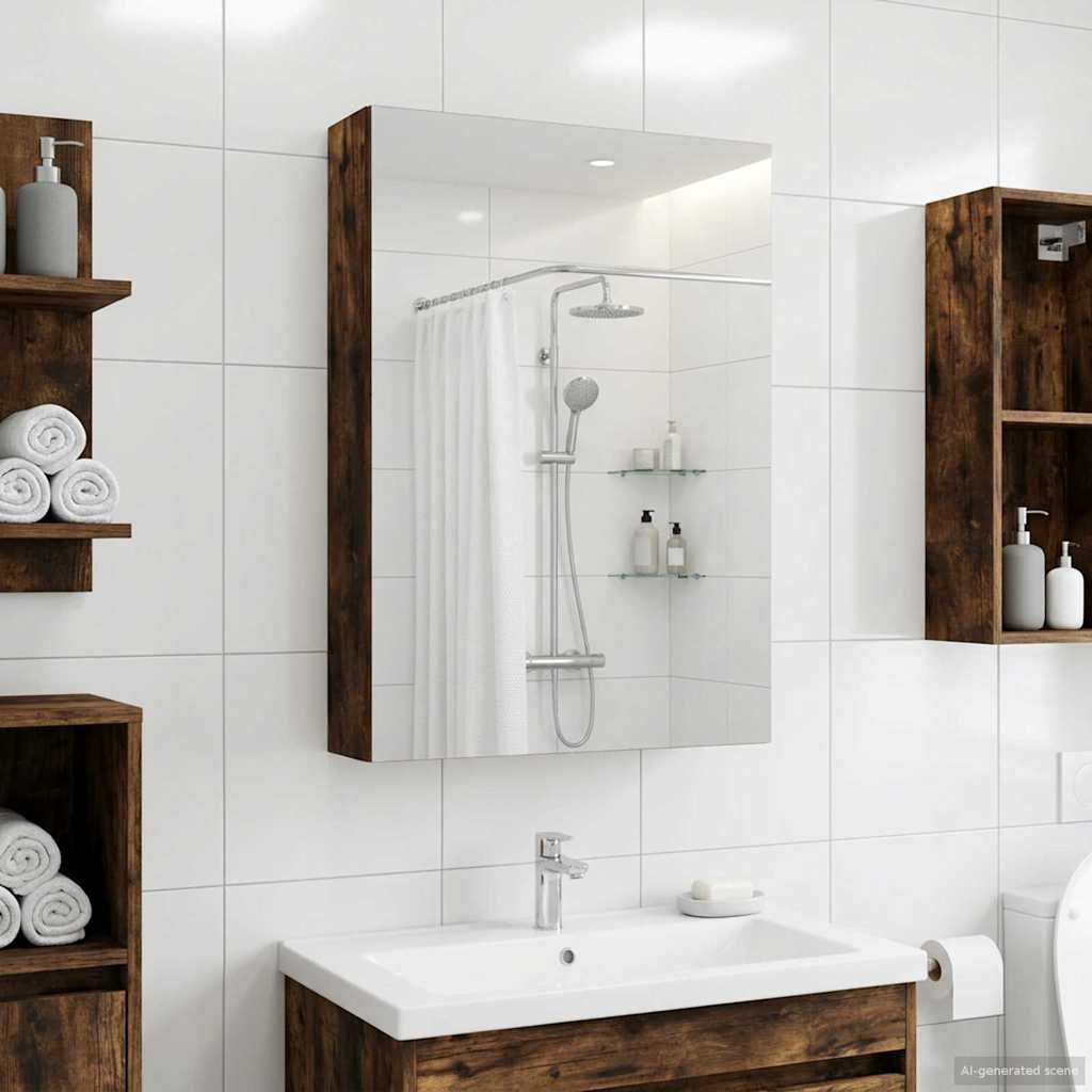 Badezimmerspiegelschrank Geräucherte Eiche 40 x 10,5 x 60,5 cm