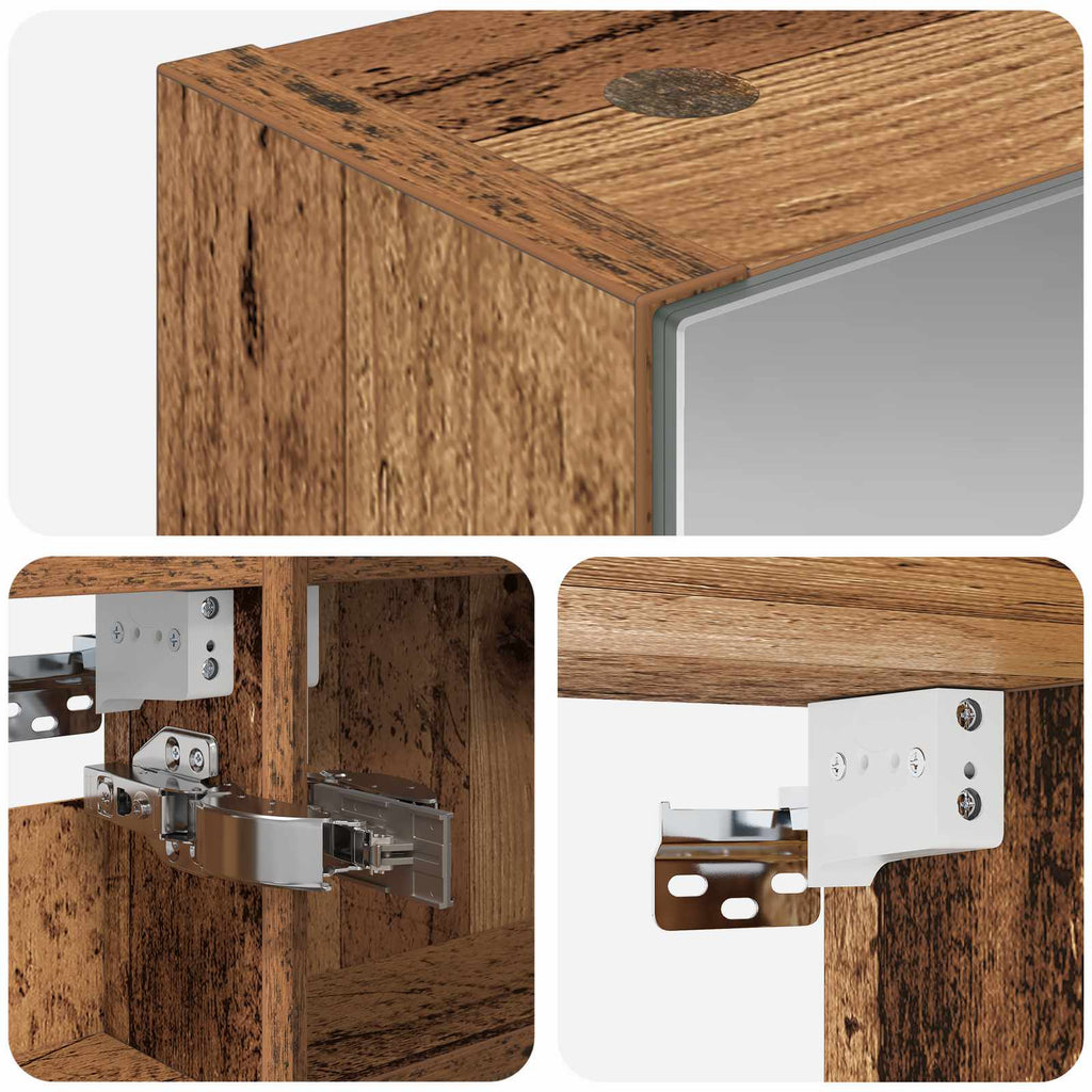 Badezimmerspiegelschrank mit Regal Altholz 40 x 10,5 x 60,5 cm