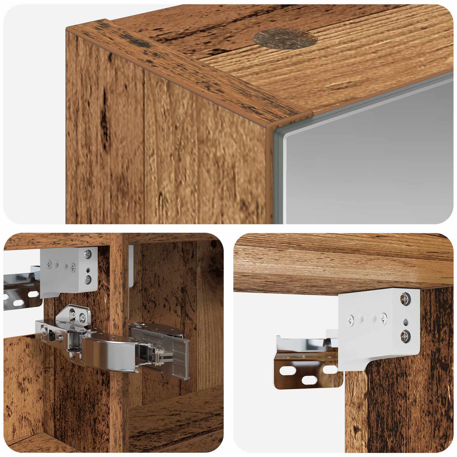 Badezimmerspiegelschrank mit Regal Altholz 40 x 10,5 x 60,5 cm