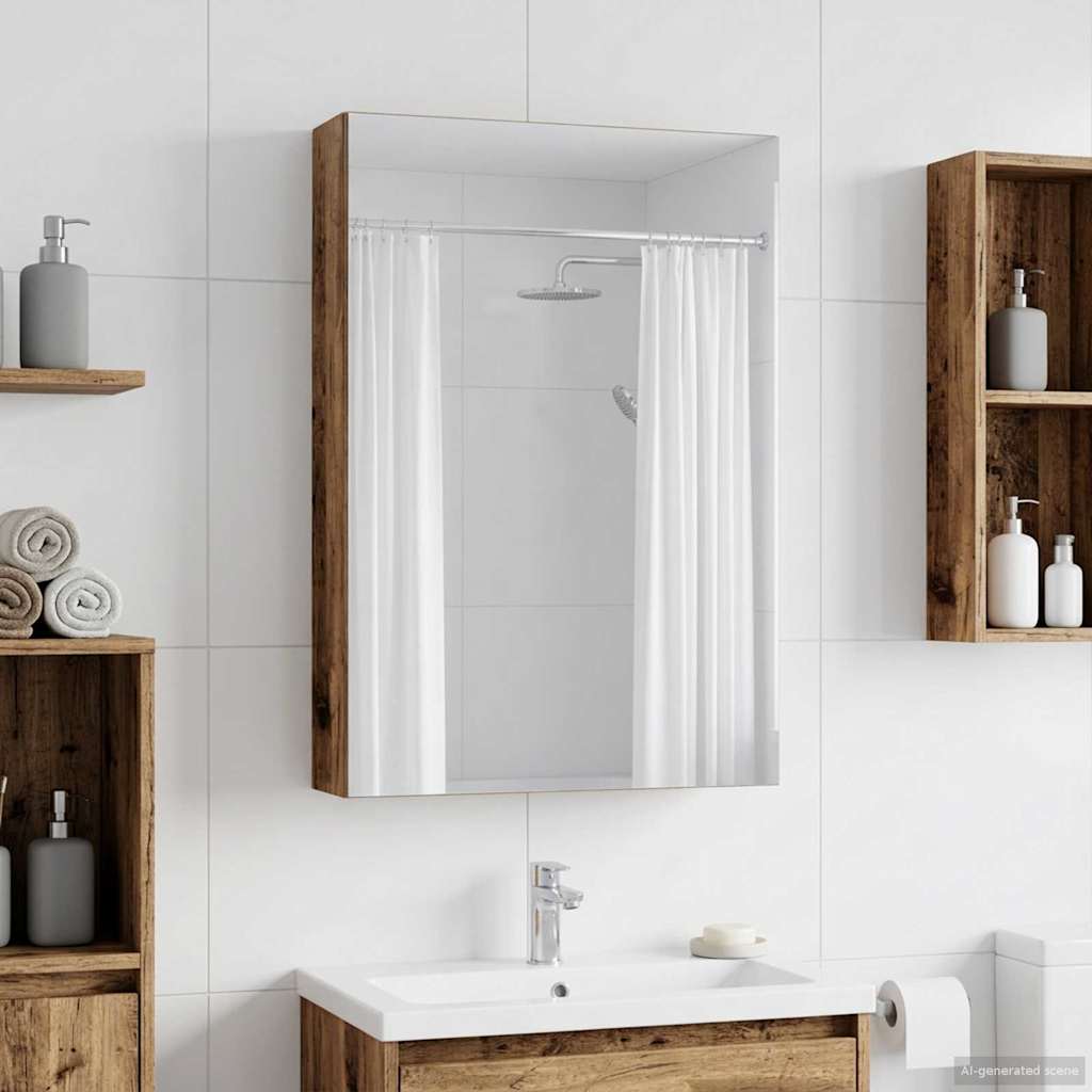 Badezimmerspiegelschrank mit Regal Altholz 40 x 10,5 x 60,5 cm