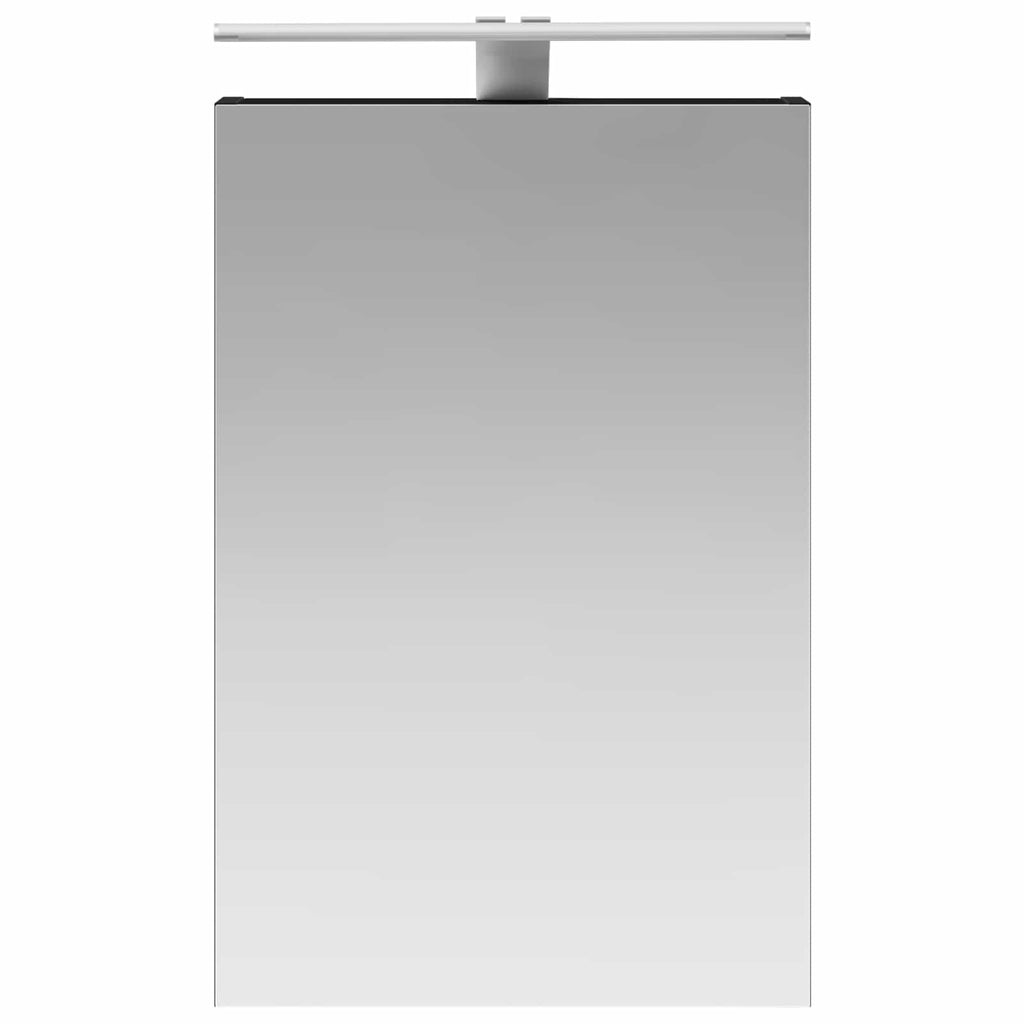 Badezimmerspiegelschrank mit Regal mit Tür Schwarz Eichen-Optik
