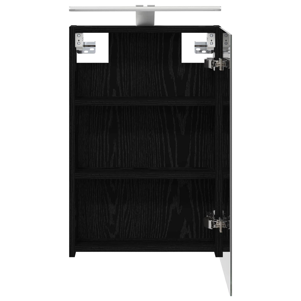 Badezimmerspiegelschrank mit Regal mit Tür Schwarz Eichen-Optik