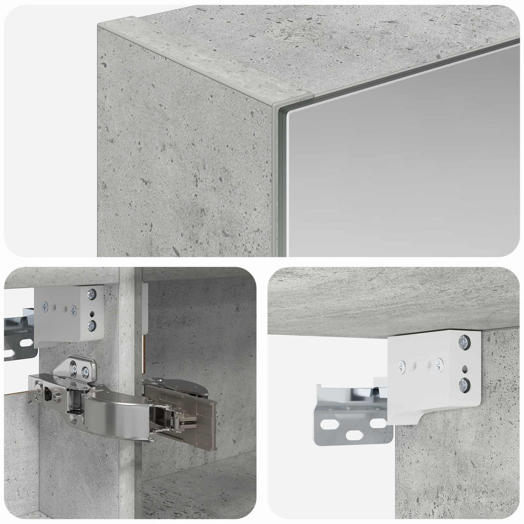 Badezimmerspiegelschrank mit Tür Beton Grau 40 x 10,5 x 60,5 cm