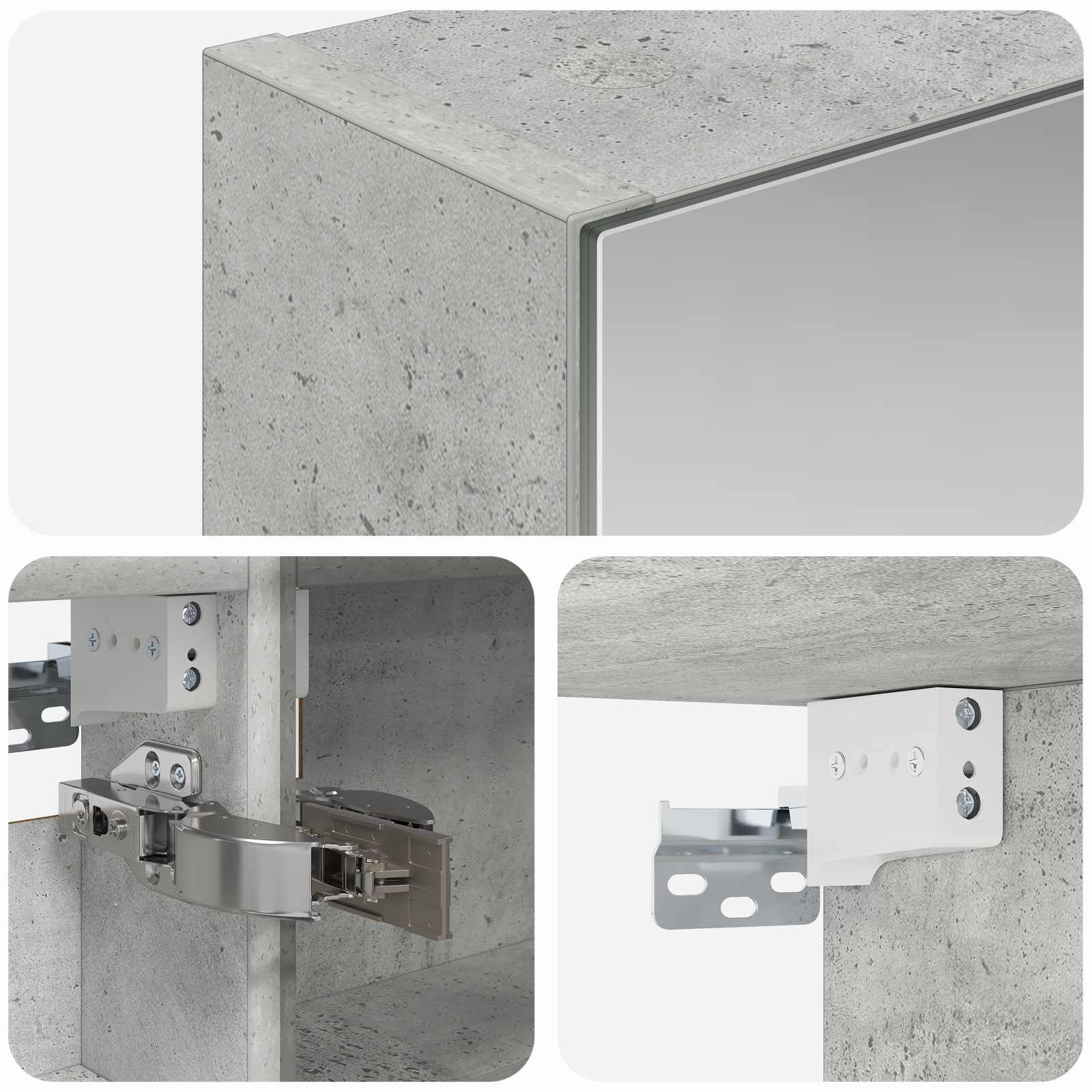 Badezimmerspiegelschrank mit Tür Beton Grau 40 x 10,5 x 60,5 cm