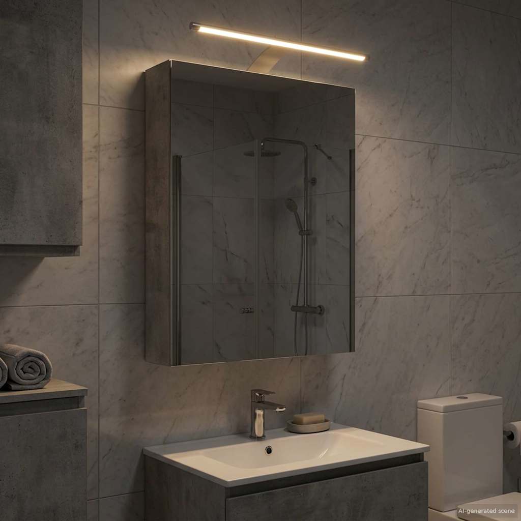 Badezimmerspiegelschrank mit Tür Beton Grau 40 x 10,5 x 60,5 cm
