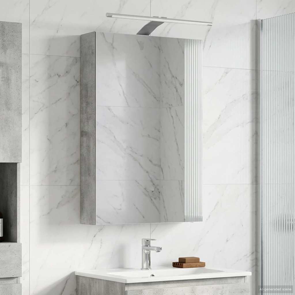 Badezimmerspiegelschrank mit Tür Beton Grau 40 x 10,5 x 60,5 cm