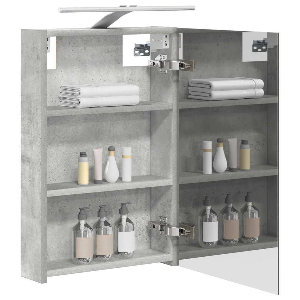 Badezimmerspiegelschrank mit Tür Beton Grau 40 x 10,5 x 60,5 cm