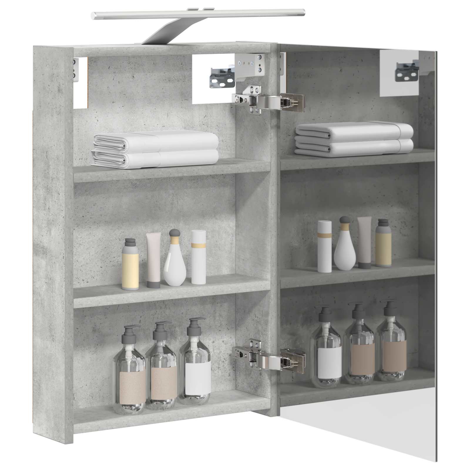 Badezimmerspiegelschrank mit Tür Beton Grau 40 x 10,5 x 60,5 cm