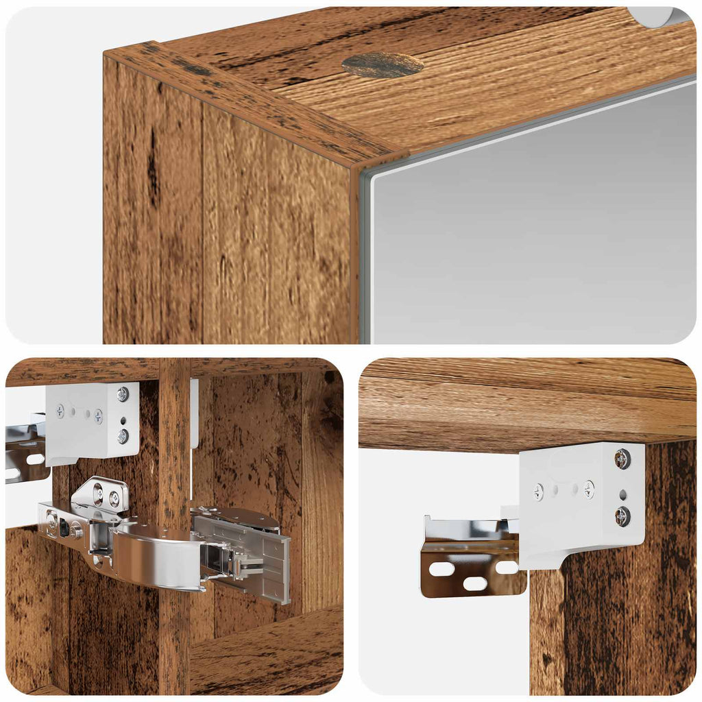 Badezimmerspiegelschrank mit Regal Altholz 40 x 10,5 x 60,5 cm