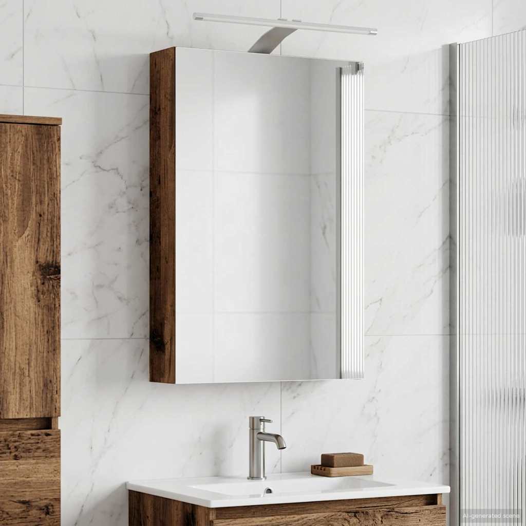 Badezimmerspiegelschrank mit Regal Altholz 40 x 10,5 x 60,5 cm
