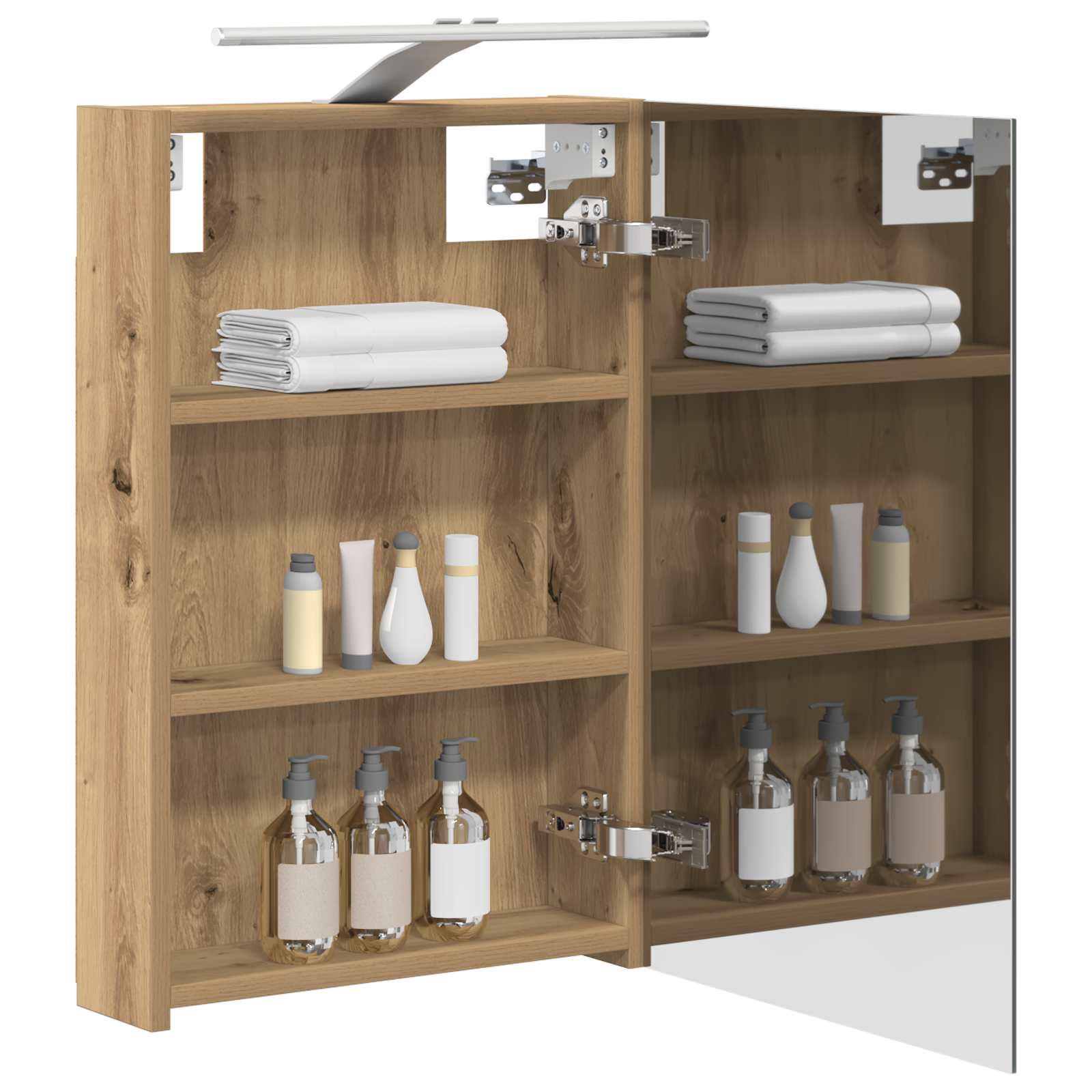 Badezimmerspiegelschrank mit Regal mit Tür Kunsthandwerk Eiche
