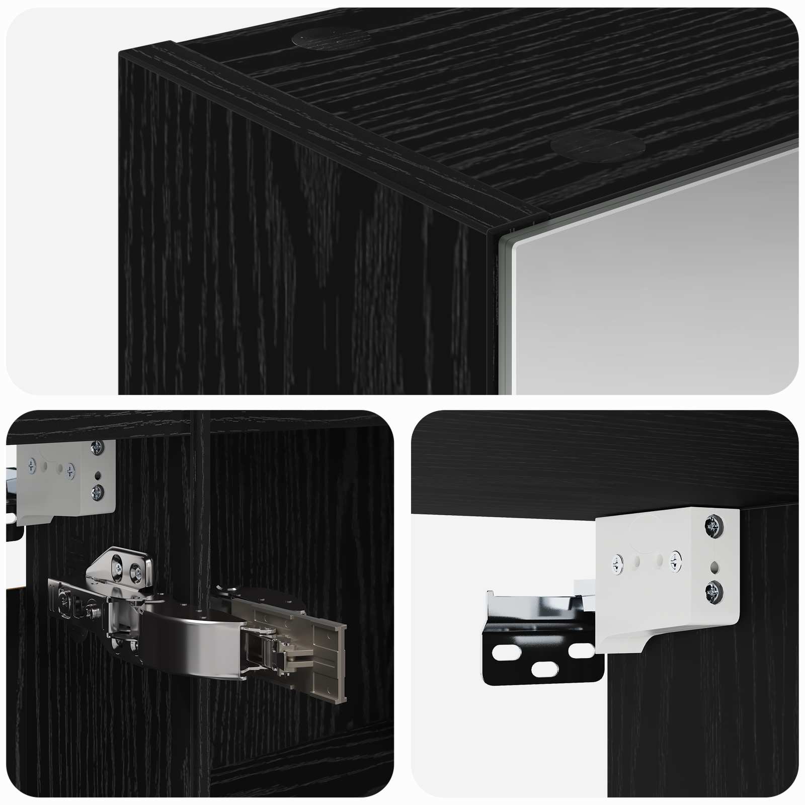 Badezimmerspiegelschrank Schwarz Eichen-Optik 50 x 14,5 x 70 cm