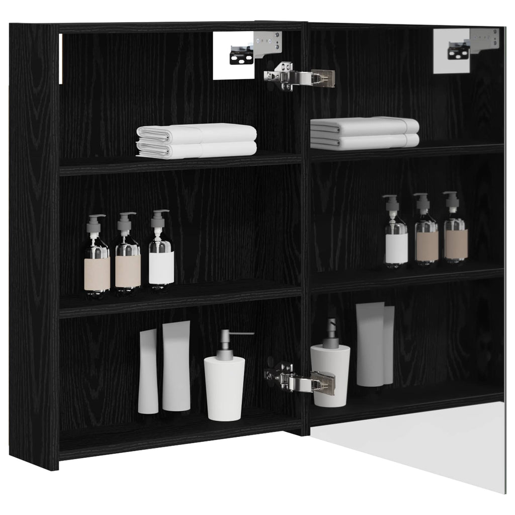 Badezimmerspiegelschrank Schwarz Eichen-Optik 50 x 14,5 x 70 cm