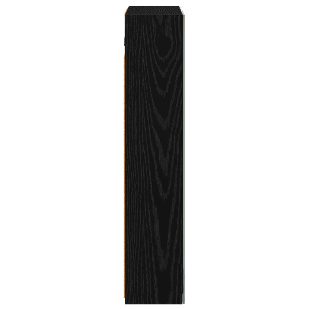 Badezimmerspiegelschrank Schwarz Eichen-Optik 50 x 14,5 x 70 cm