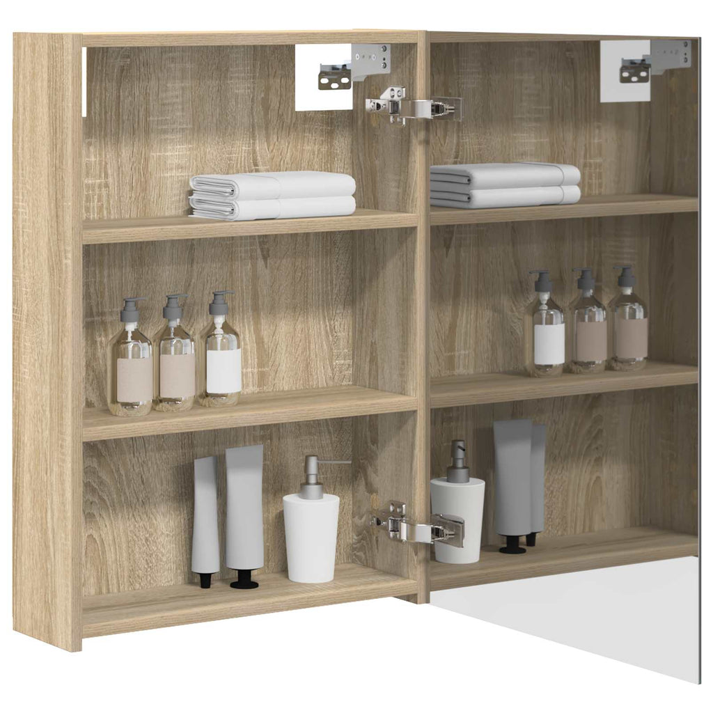 Badezimmerspiegelschrank mit Tür Sonoma-Eiche 50 x 14,5 x 70 cm
