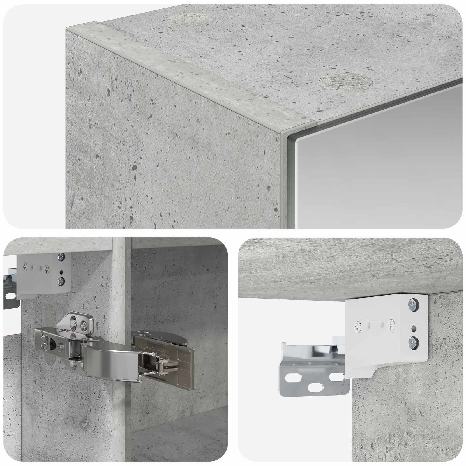 Badezimmerspiegelschrank mit Regal Beton Grau 50 x 14,5 x 70 cm