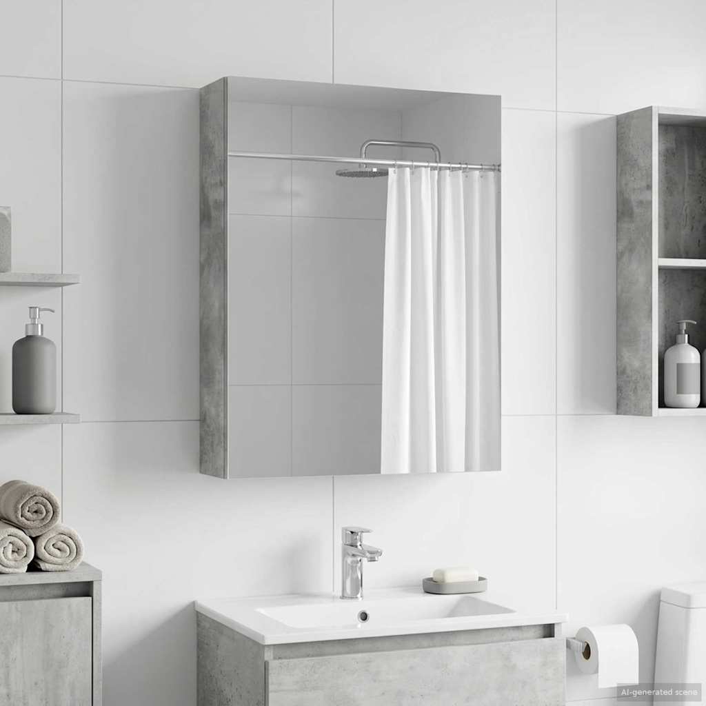 Badezimmerspiegelschrank mit Regal Beton Grau 50 x 14,5 x 70 cm