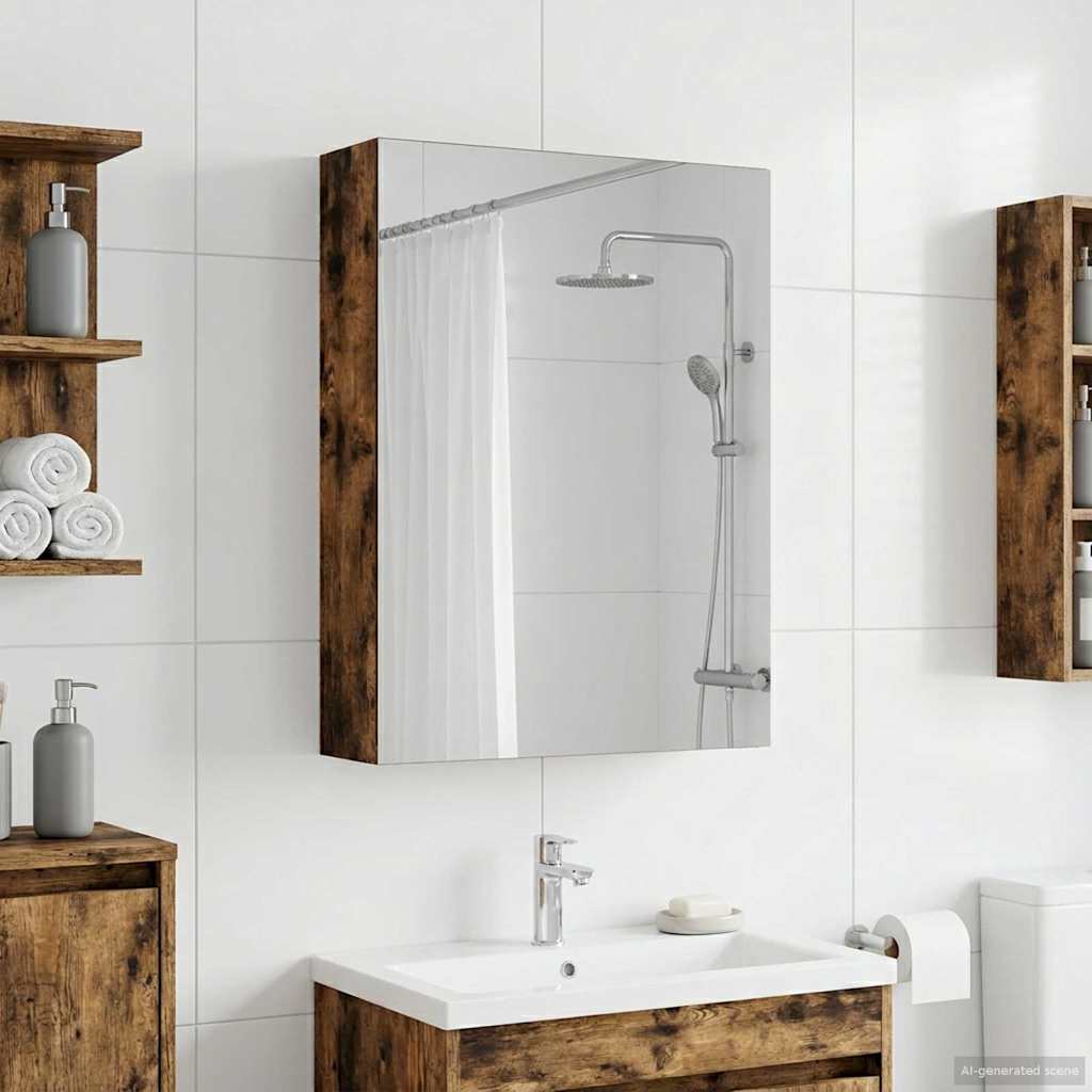 Badezimmerspiegelschrank Geräucherte Eiche 50 x 14,5 x 70 cm
