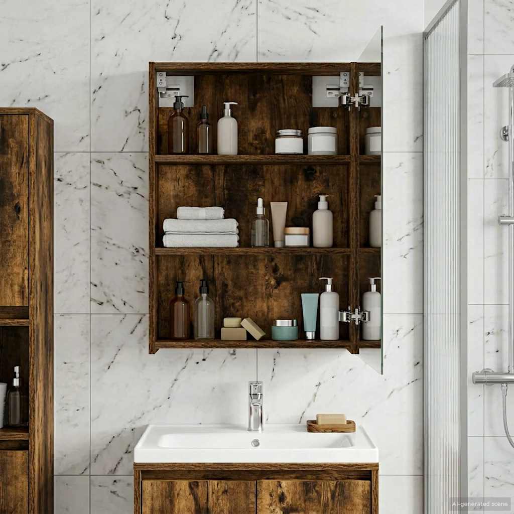 Badezimmerspiegelschrank Geräucherte Eiche 50 x 14,5 x 70 cm