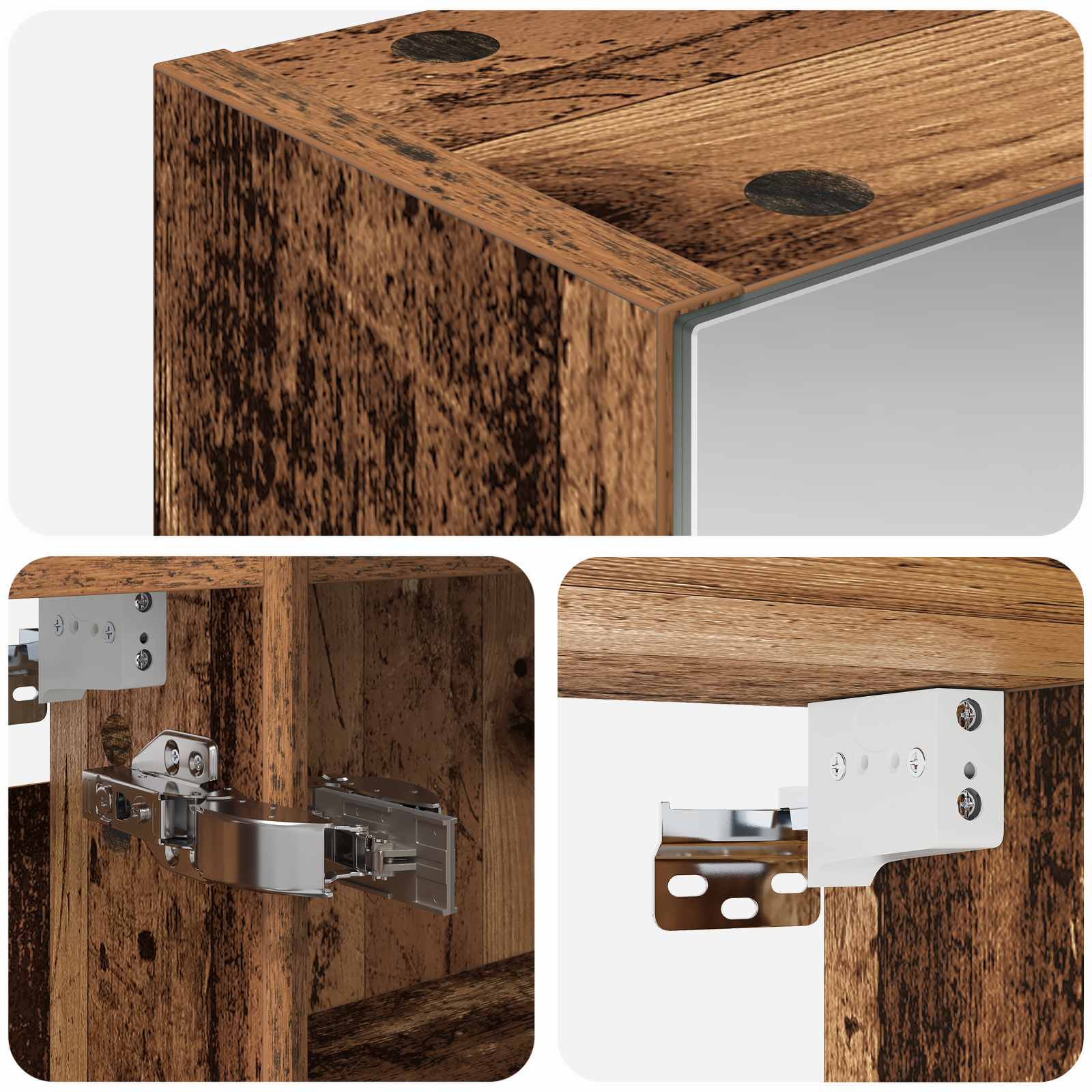 Badezimmerspiegelschrank mit Regal Altholz 50 x 14,5 x 70 cm