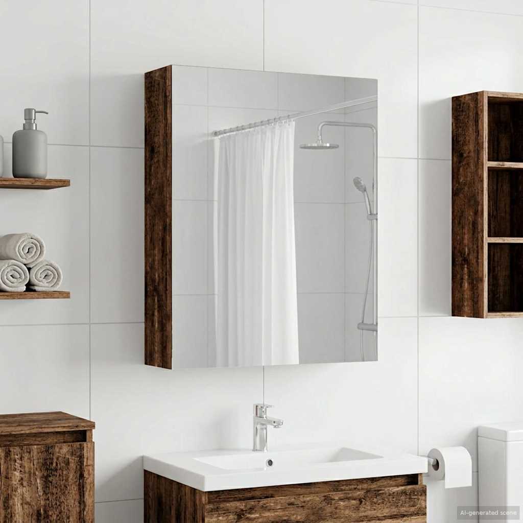 Badezimmerspiegelschrank mit Regal Altholz 50 x 14,5 x 70 cm