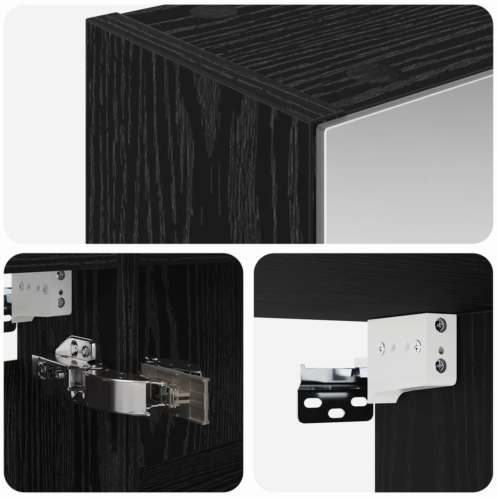 Badezimmerspiegelschrank Schwarz Eichen-Optik 50 x 14,5 x 70 cm