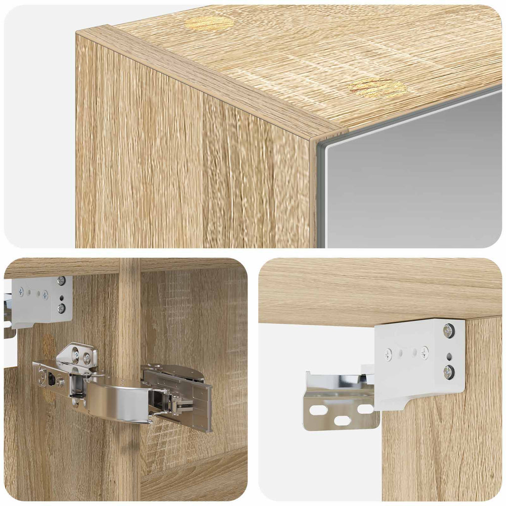 Badezimmerspiegelschrank mit Tür Sonoma-Eiche 50 x 14,5 x 70 cm