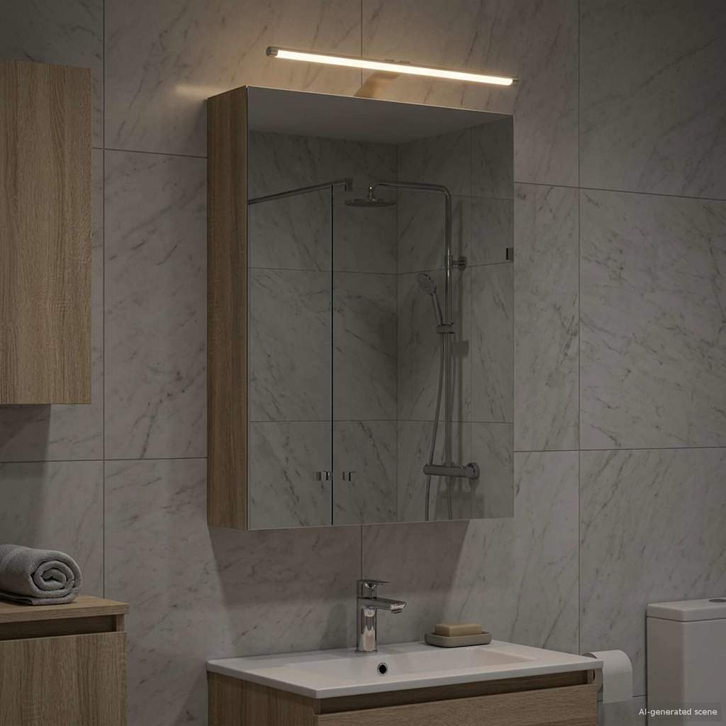 Badezimmerspiegelschrank mit Tür Sonoma-Eiche 50 x 14,5 x 70 cm