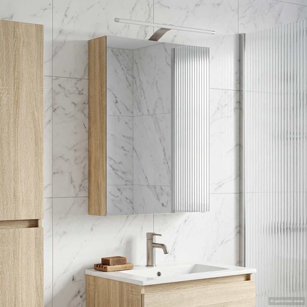 Badezimmerspiegelschrank mit Tür Sonoma-Eiche 50 x 14,5 x 70 cm