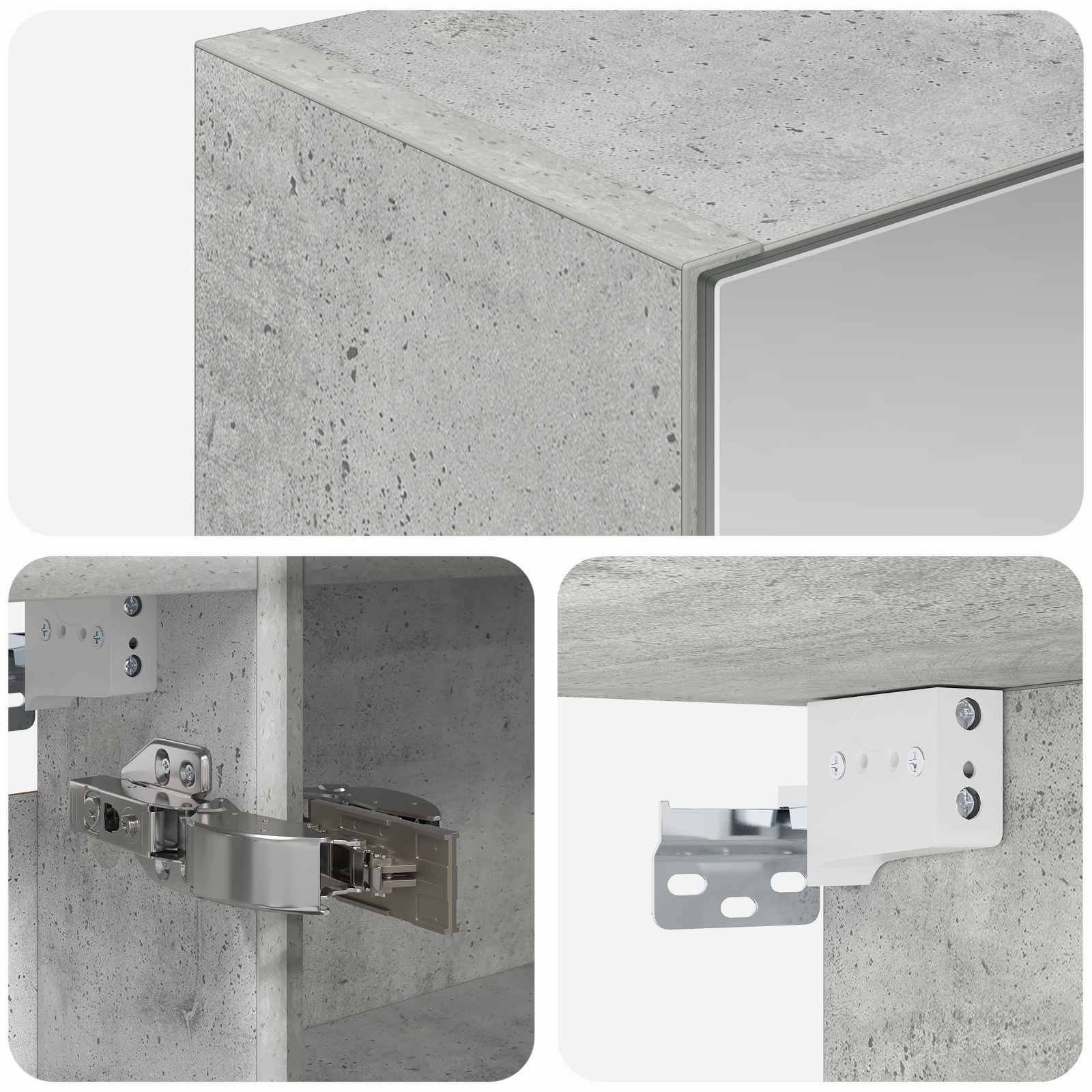 Badezimmerspiegelschrank mit Regal Beton Grau 50 x 14,5 x 70 cm
