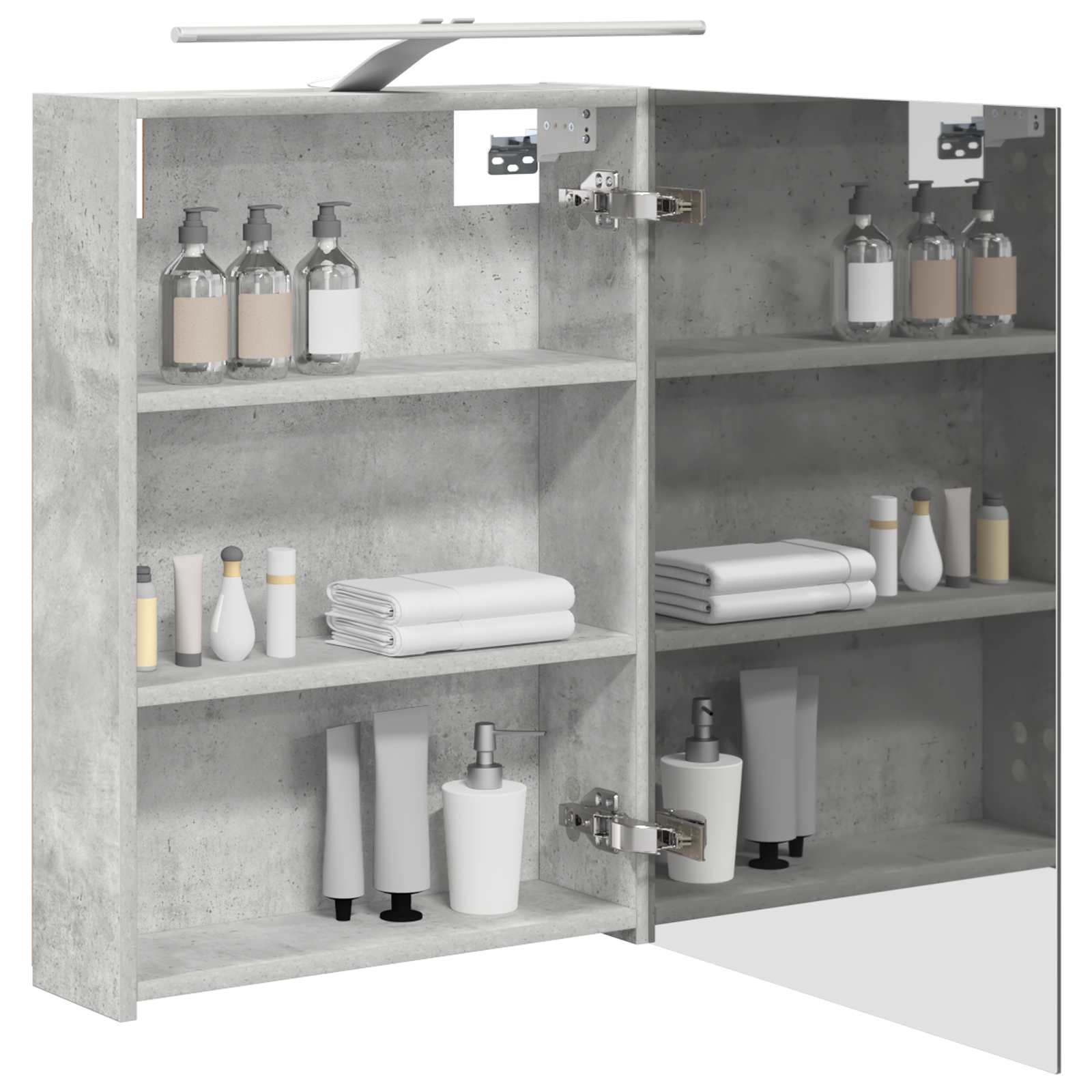 Badezimmerspiegelschrank mit Regal Beton Grau 50 x 14,5 x 70 cm