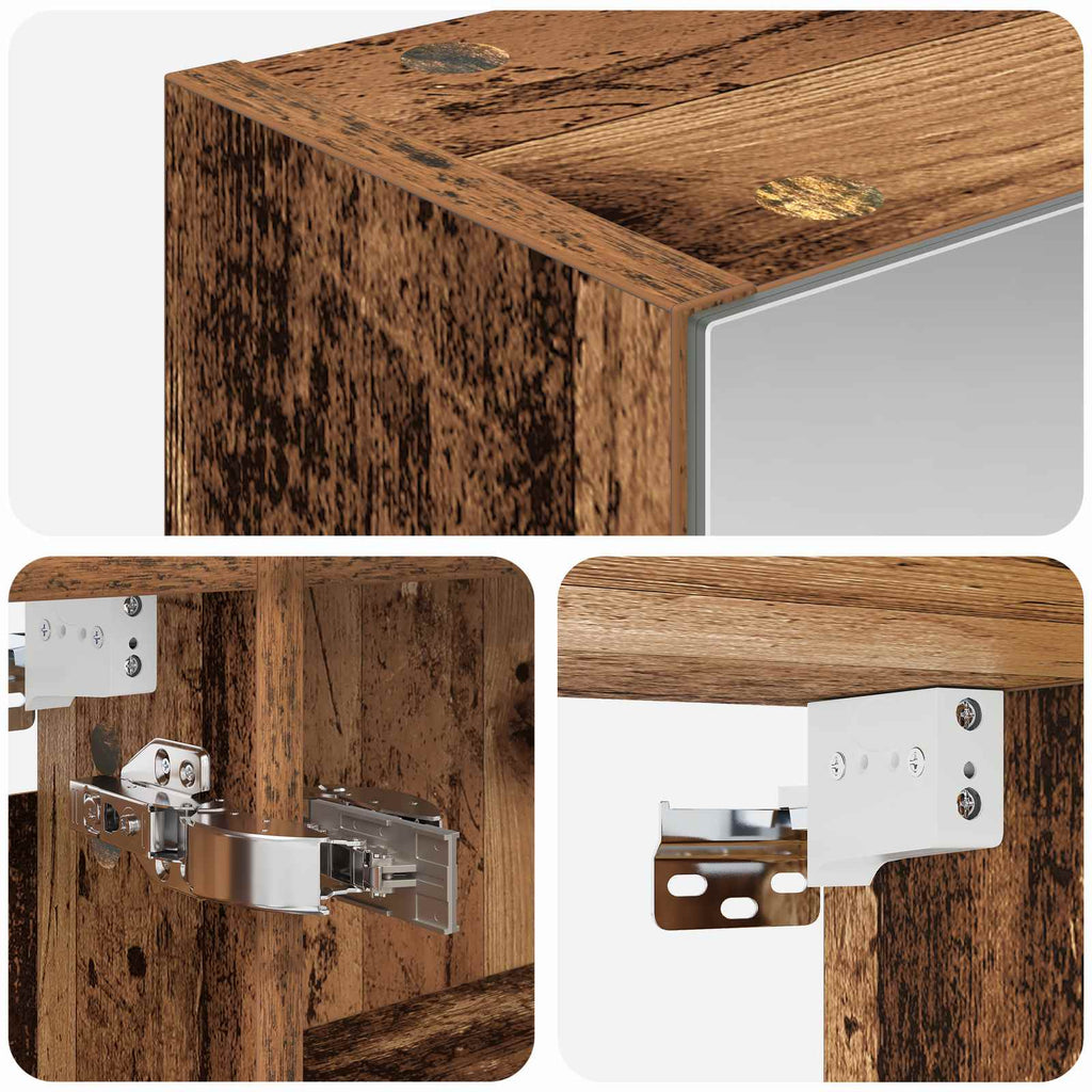 Badezimmerspiegelschrank mit Regal Altholz 50 x 14,5 x 70 cm