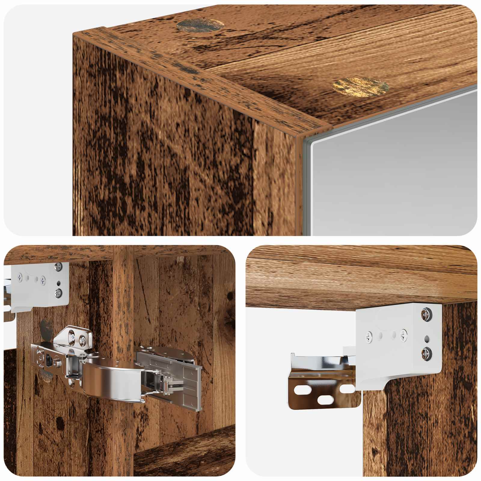 Badezimmerspiegelschrank mit Regal Altholz 50 x 14,5 x 70 cm