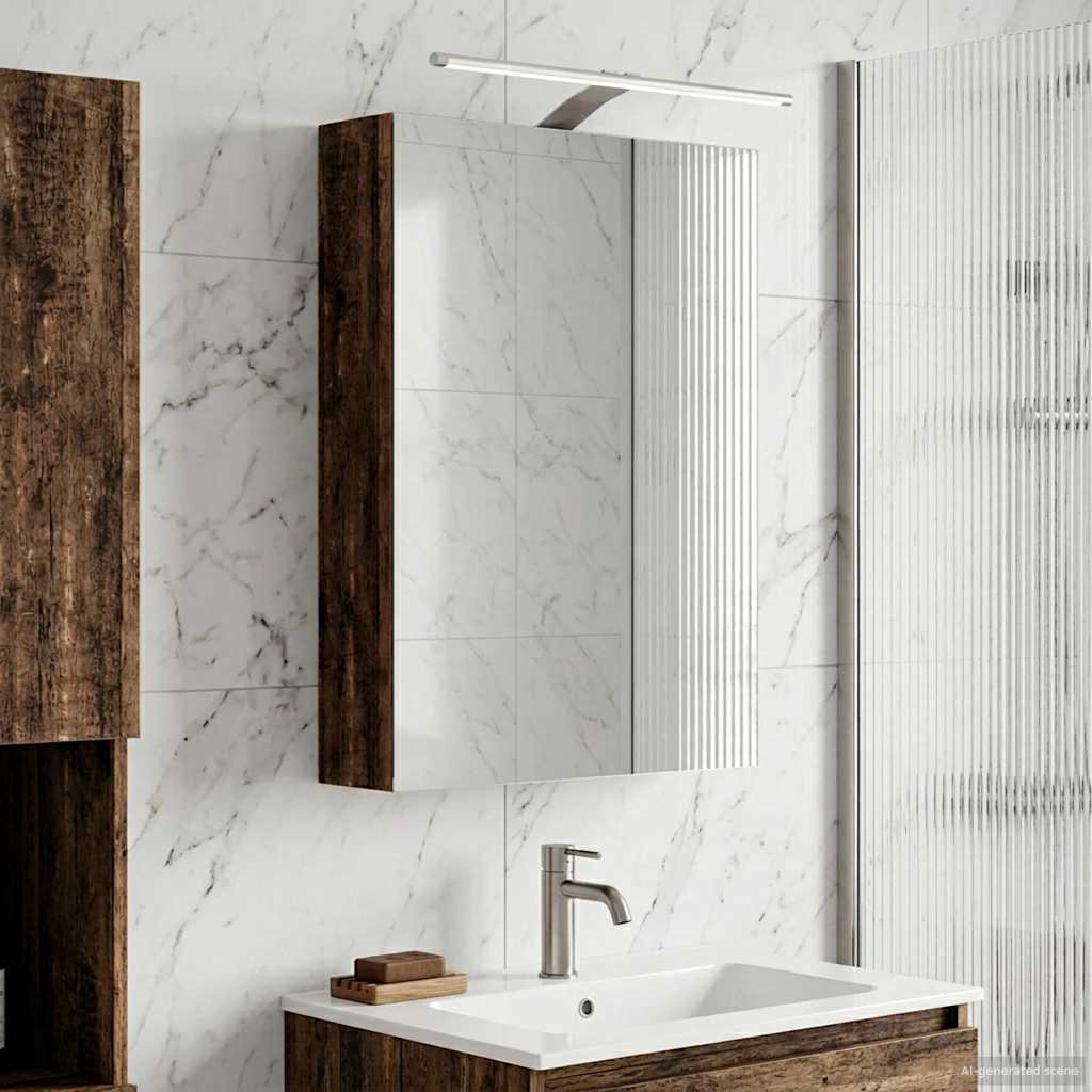 Badezimmerspiegelschrank mit Regal Altholz 50 x 14,5 x 70 cm