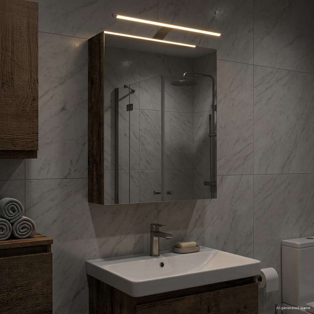 Badezimmerspiegelschrank mit Regal Altholz 50 x 14,5 x 70 cm