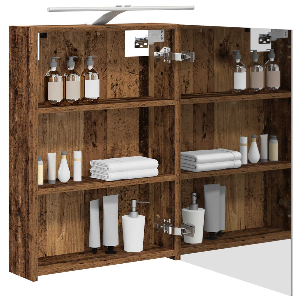 Badezimmerspiegelschrank mit Regal Altholz 50 x 14,5 x 70 cm