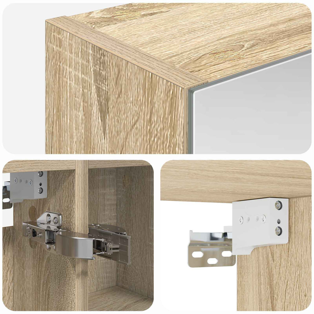 Badezimmerspiegelschrank mit Tür Sonoma-Eiche 60 x 14,5 x 70 cm