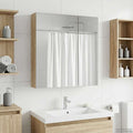 Badezimmerspiegelschrank mit Tür Sonoma-Eiche 60 x 14,5 x 70 cm